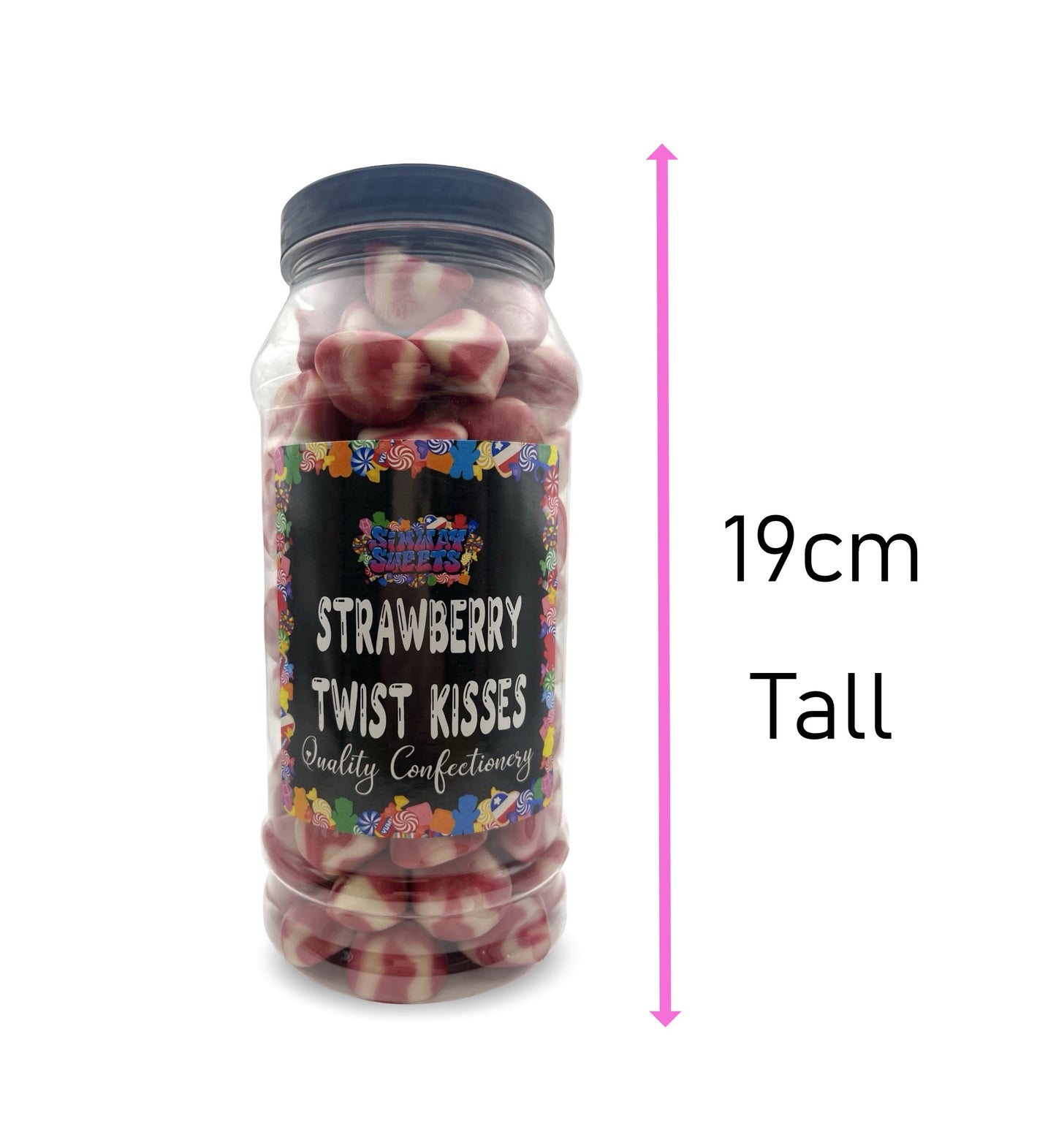 Strawberry Twist Kisses Jelly Gummy Retro Sweets Gift Jar - 735g