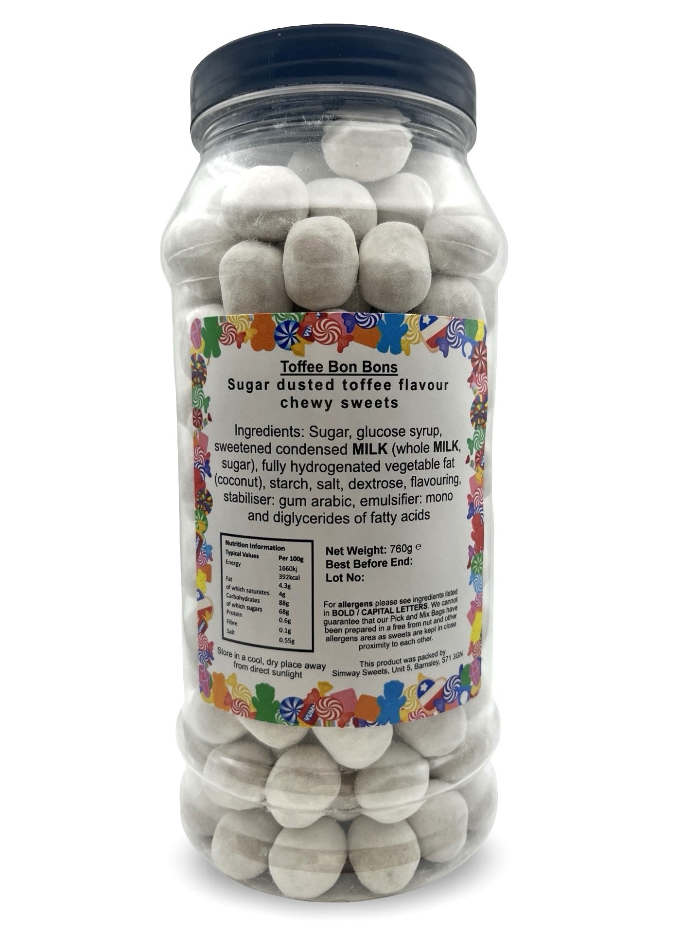 Toffee Flavour Bon Bons Retro Sweets Bon Bons Gift Jar - 760g