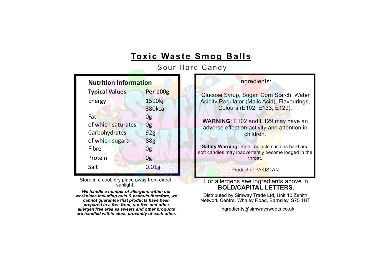 Toxic Waste Sour Smog Balls Theatre 85g