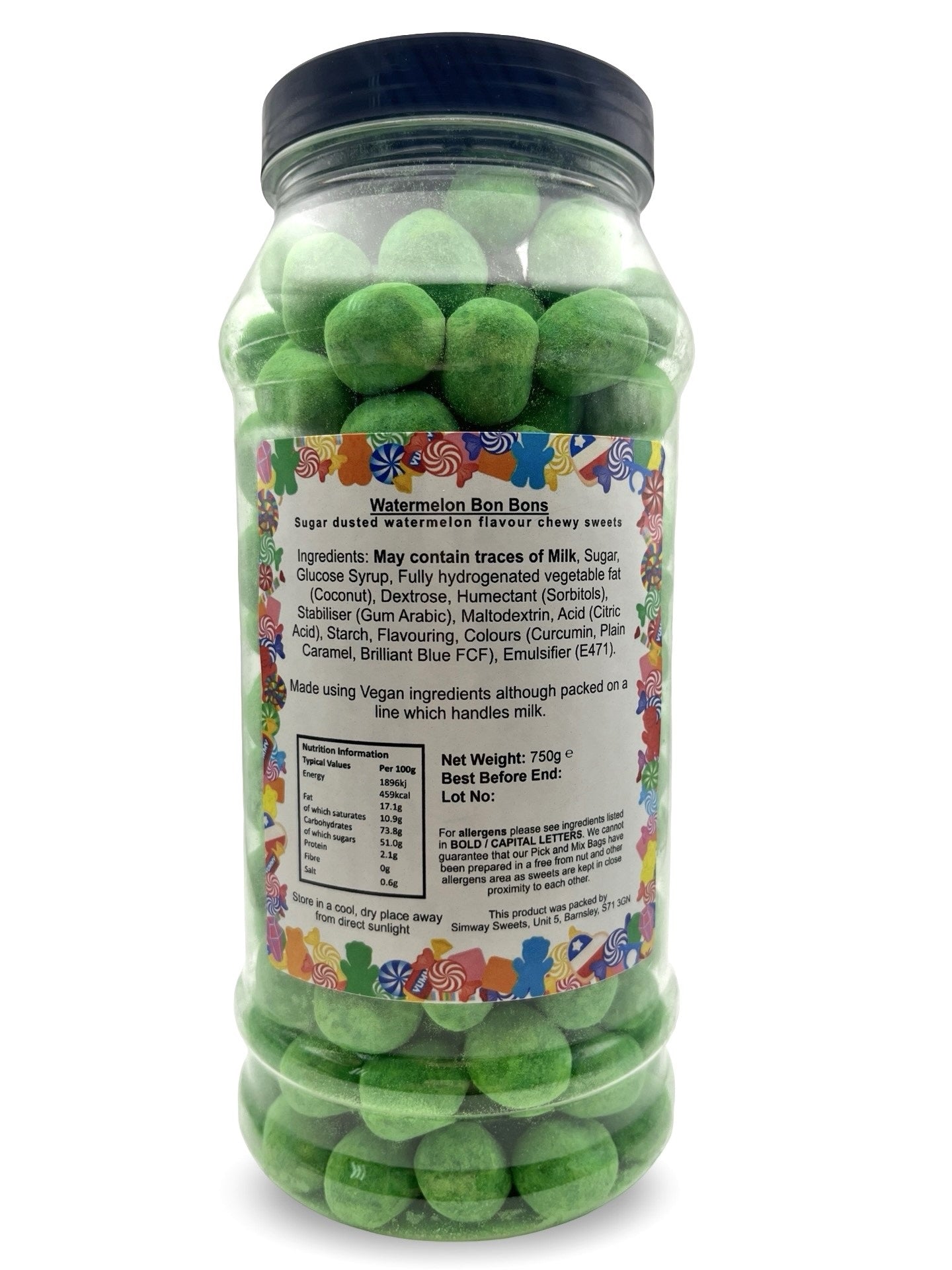 Watermelon Flavour Bon Bons Retro Sweets Bon Bons Gift Jar - 750g
