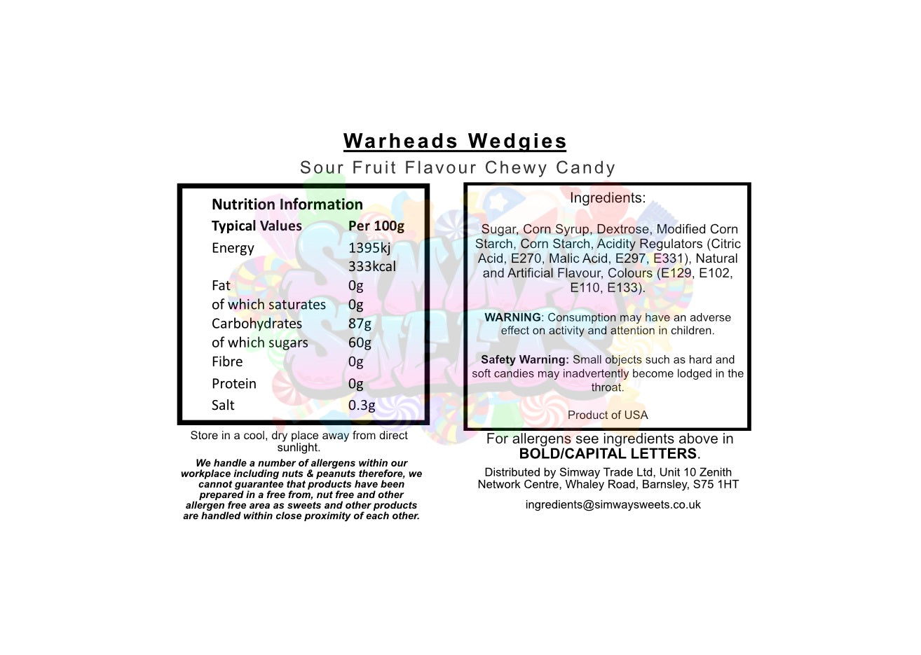 Warheads Wedgies Theatre Box - 99g