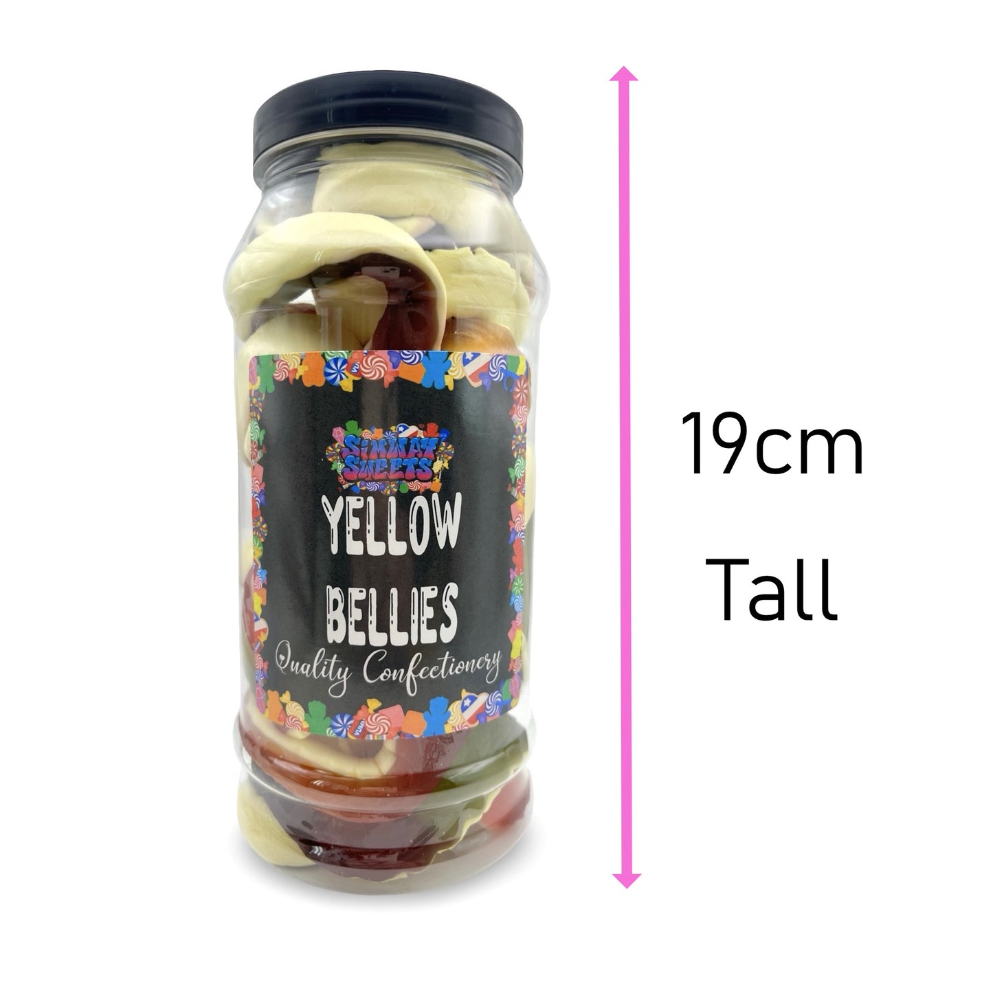 Yellow Bellies Gummy Foam Snakes Retro Sweets Gift Jar - 670g