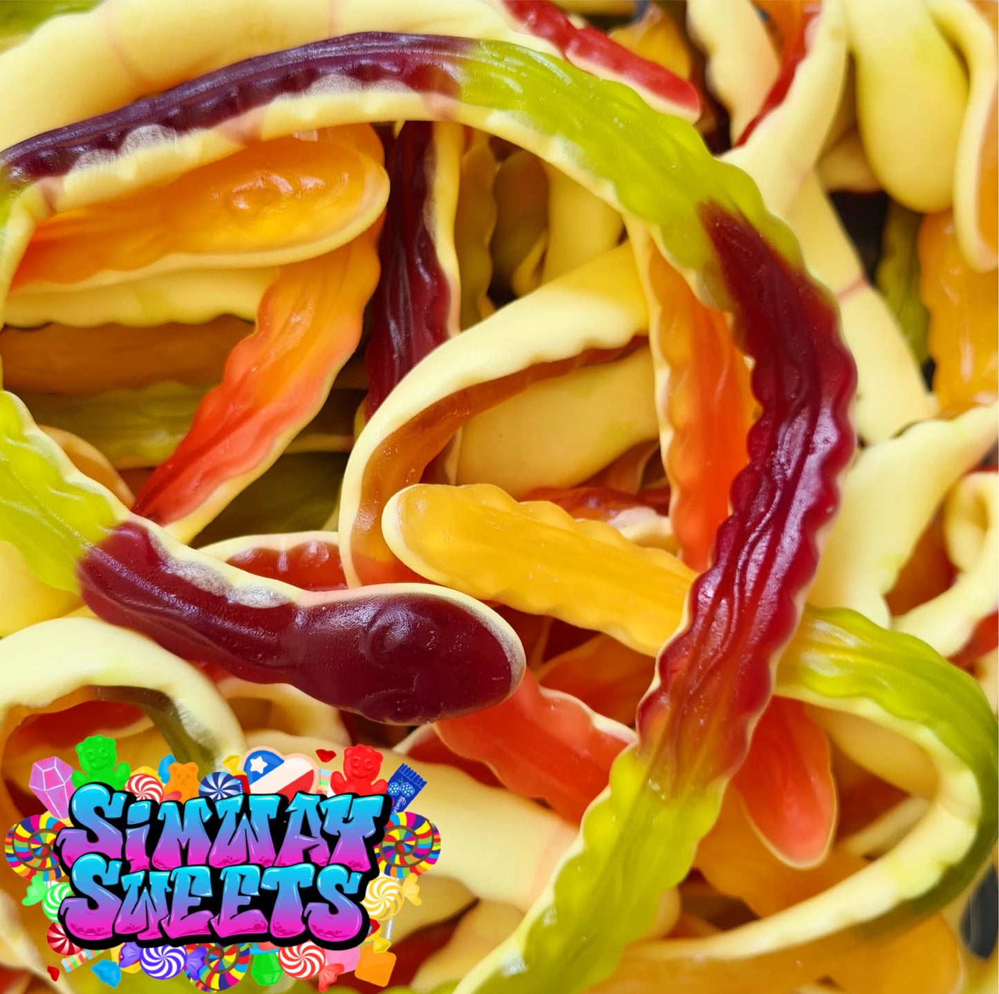 Yellow Bellies Gummy Foam Snakes Retro Sweets Gift Jar - 670g