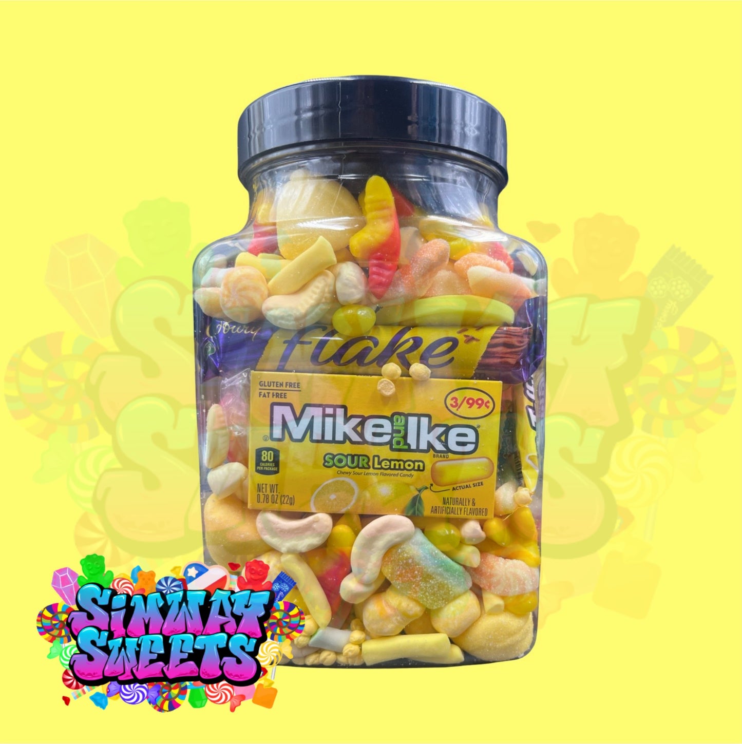 Yellow Candy Filled Jar With Soda Can & Sweets JUST PASSED BEST BEFORE!!!