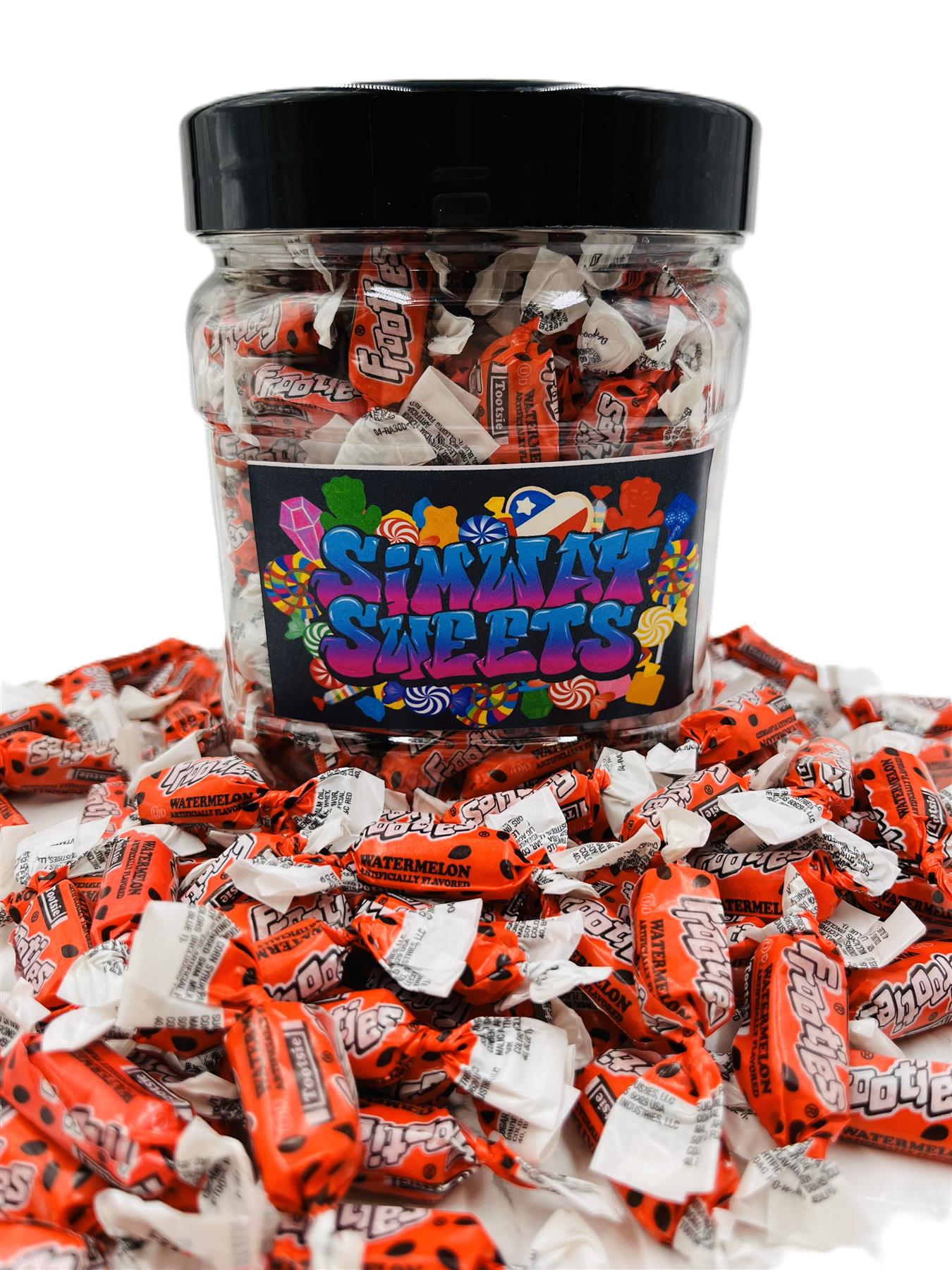 Simway Sweets Jar 680g - Tootsie Frooties Watermelon Flavour - Individually Wrapped American Sweets - Approximately 180 Pieces