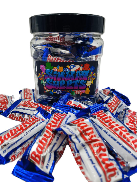 Simway Sweets Jar 470g - Baby Ruth Fun Size Chocolates - Individually Wrapped American Chocolate - Approximately 20 Pieces
