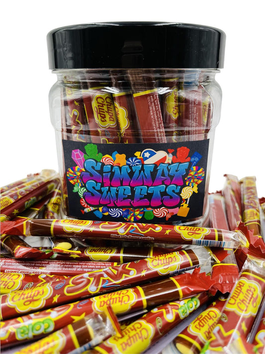 Simway Sweets Jar 850g - Chupa Chups Cola Stix - Individually Wrapped Sweets - Approximately 60 Pieces