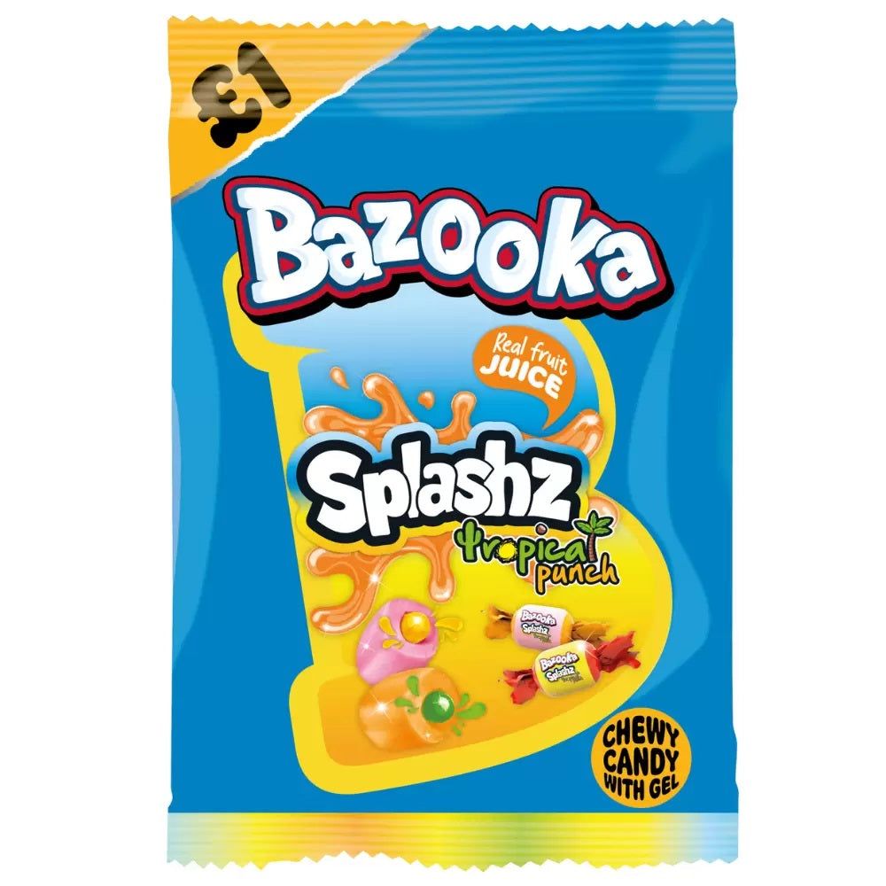 Bazooka Splashz Tropical Fruit Bag 120g