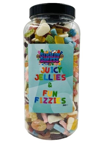Simway Sweets Juicy Jellies & Fun Fizzies Gift Huge Mega 3KG Sweet Jar