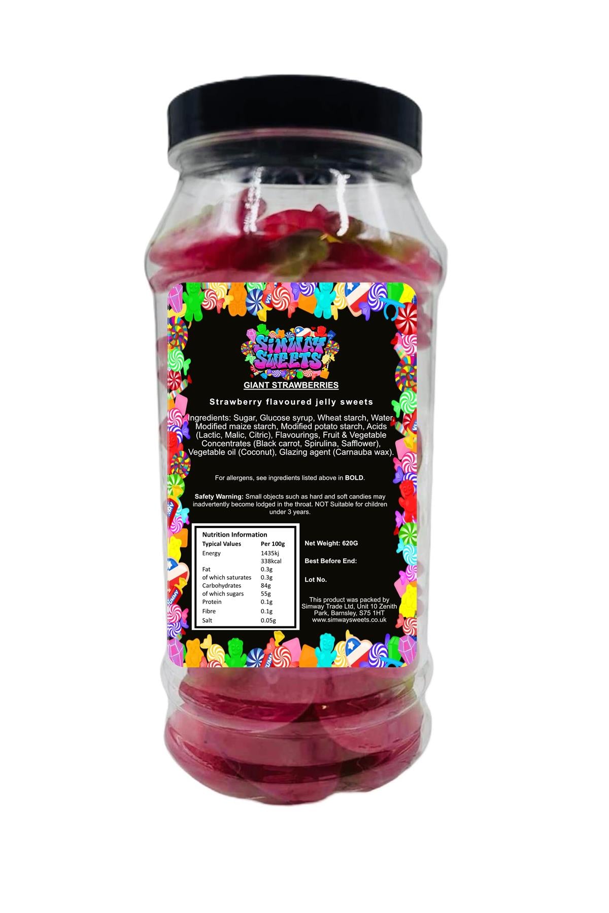 Giant Strawberries Retro Sweets Gift Jar - 620g