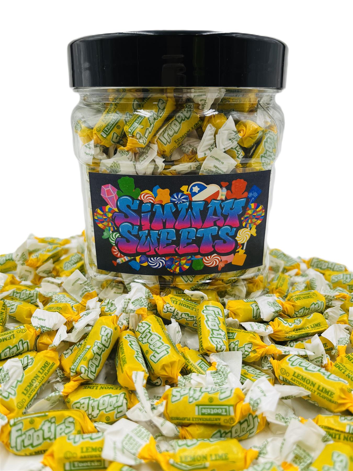 Simway Sweets Jar 680g - Tootsie Frooties Lemon & Lime Flavour - Individually Wrapped American Sweets - Approximately 180 Pieces