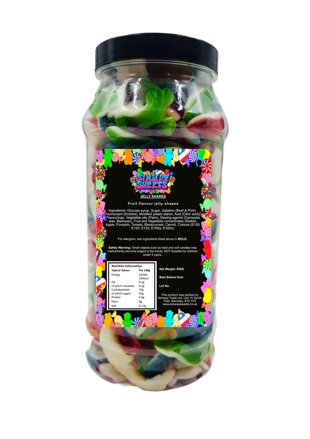 Jelly Sharks Gummy Foam Jellies Retro Sweets Gift Jar - 850g