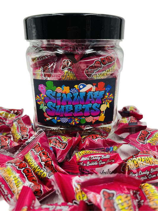 Simway Sweets Jar 440g - Jaw Breakers Cherry - Individually Wrapped Sweets - Approximately 40 Pieces