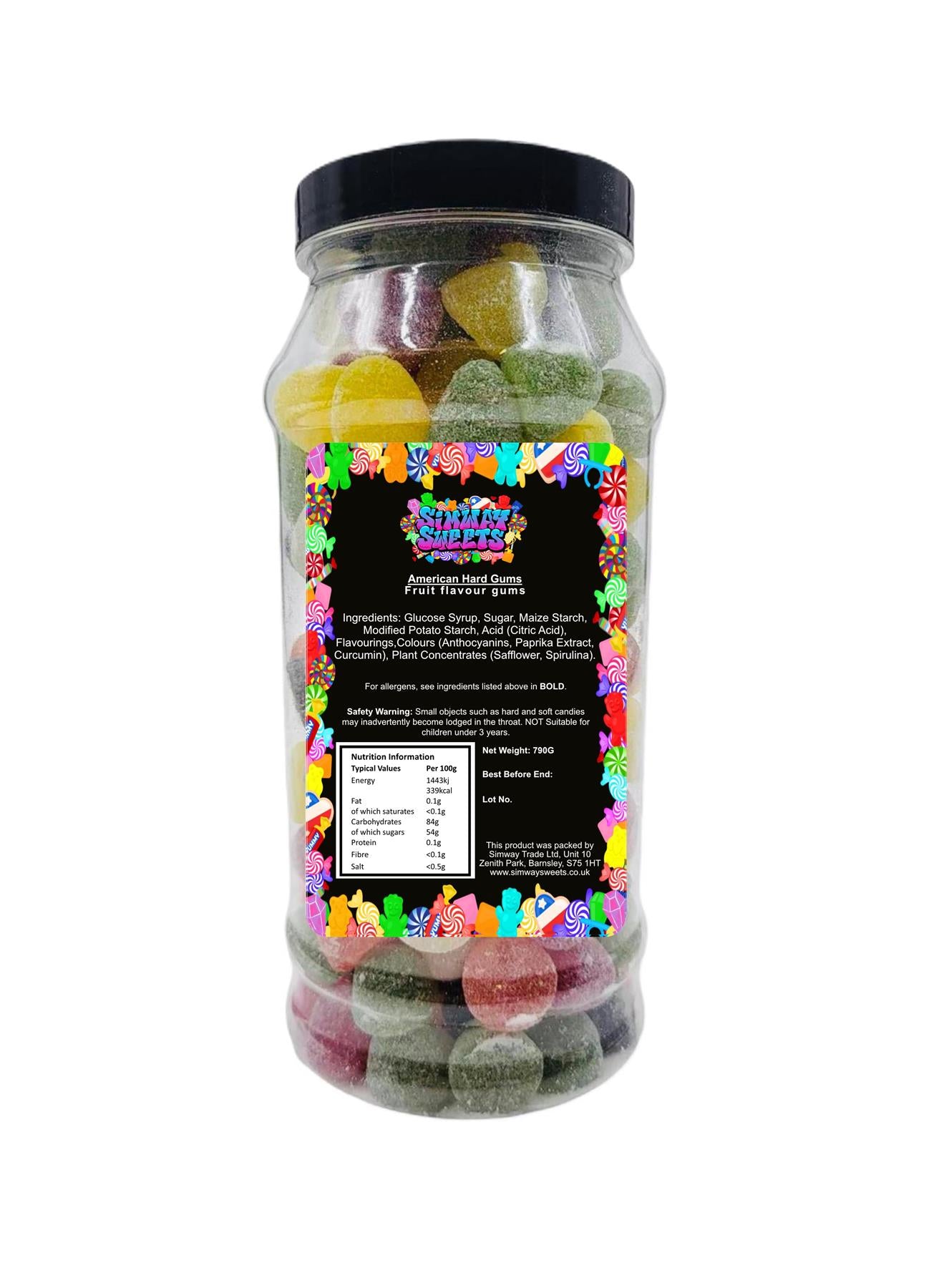 American Hard Gums Retro Fruit Flavour Sweets Gift Jar - 790g
