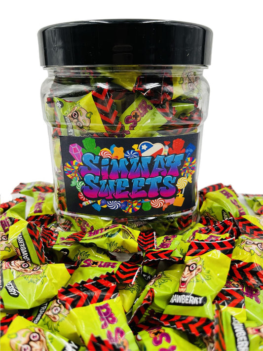 Simway Sweets Jar 385g - Dr Sour Strawberry Blasts - Individually Wrapped Sweets - Approximately 80 Pieces