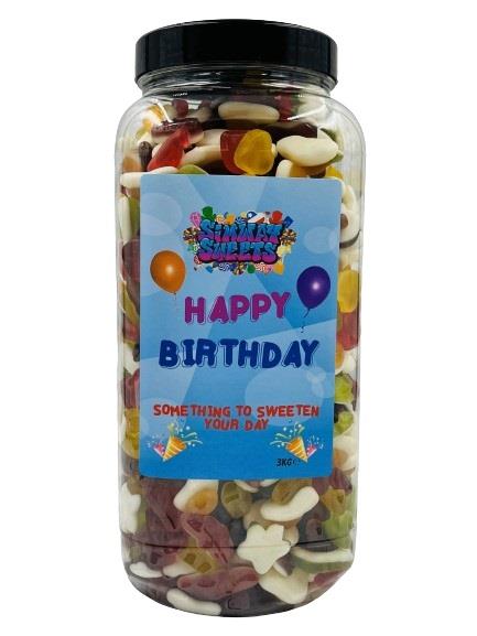 Simway Sweets 'Happy Birthday' Gift Huge Mega 3KG Sweet Jar - Pick Your Mix!