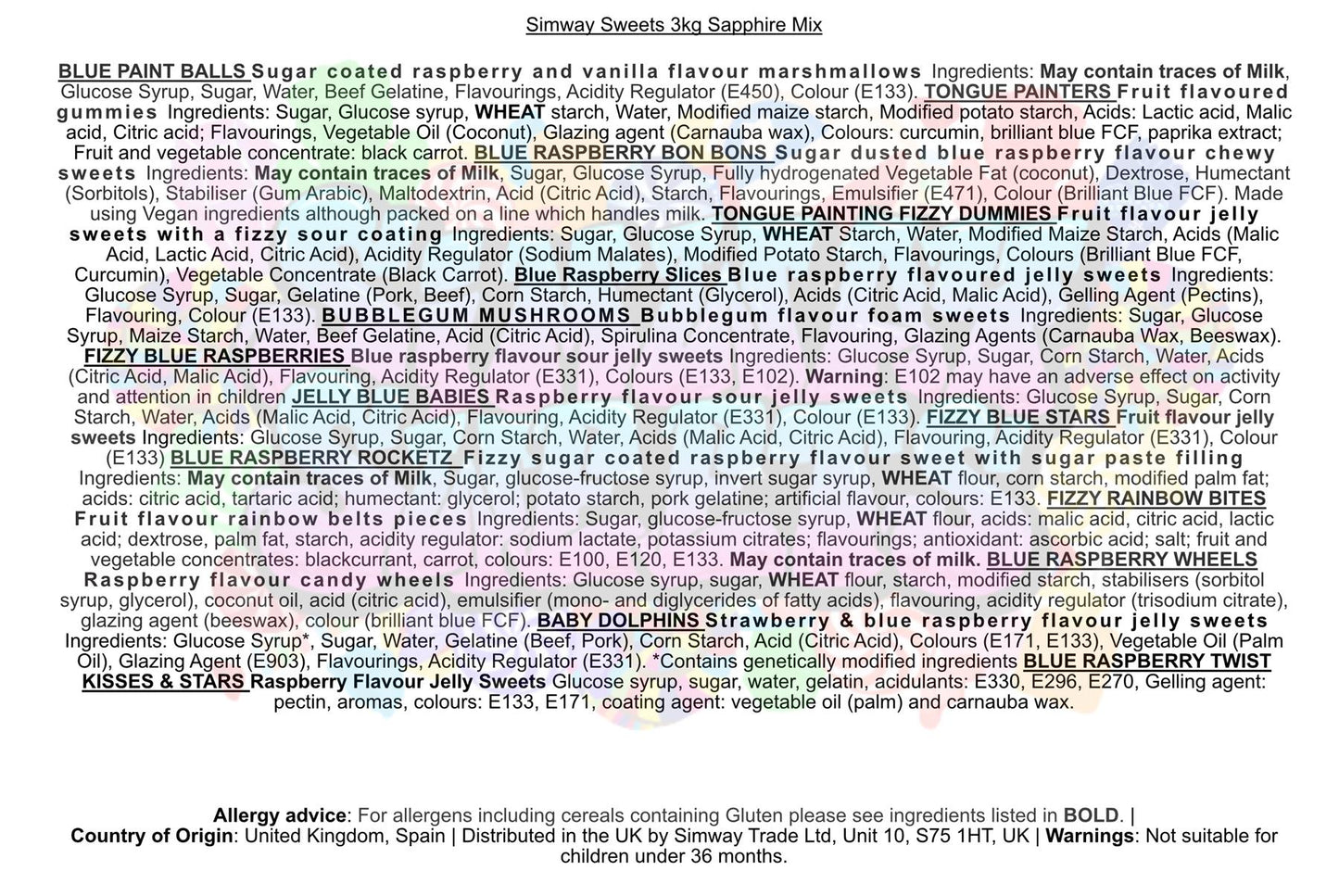 Simway Sweets Sapphire Mix Sweet Gift Jar