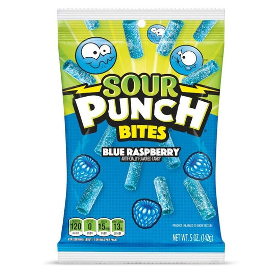 Sour Punch Bites - In Blue Raspberry Flavour 142g Bag BEST BEFORE 10/03/2024