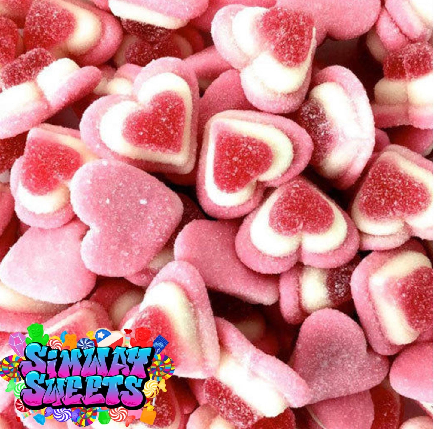 Strawberry & Cream Triple Hearts Retro Sweets Gift Jar - 600g