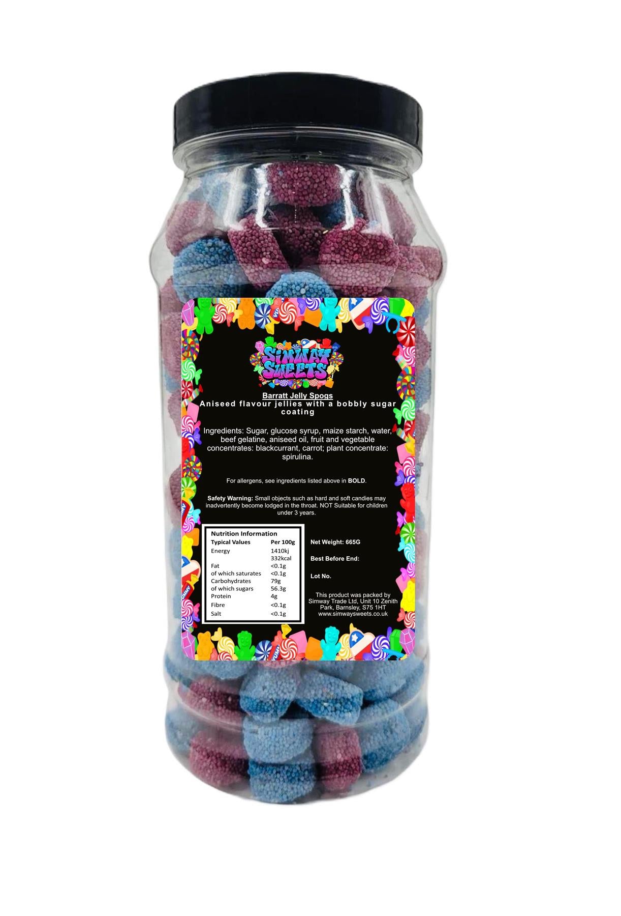 Jelly Spogs Jelly Buttons Aniseed Retro Sweets Gift Jar - 665g