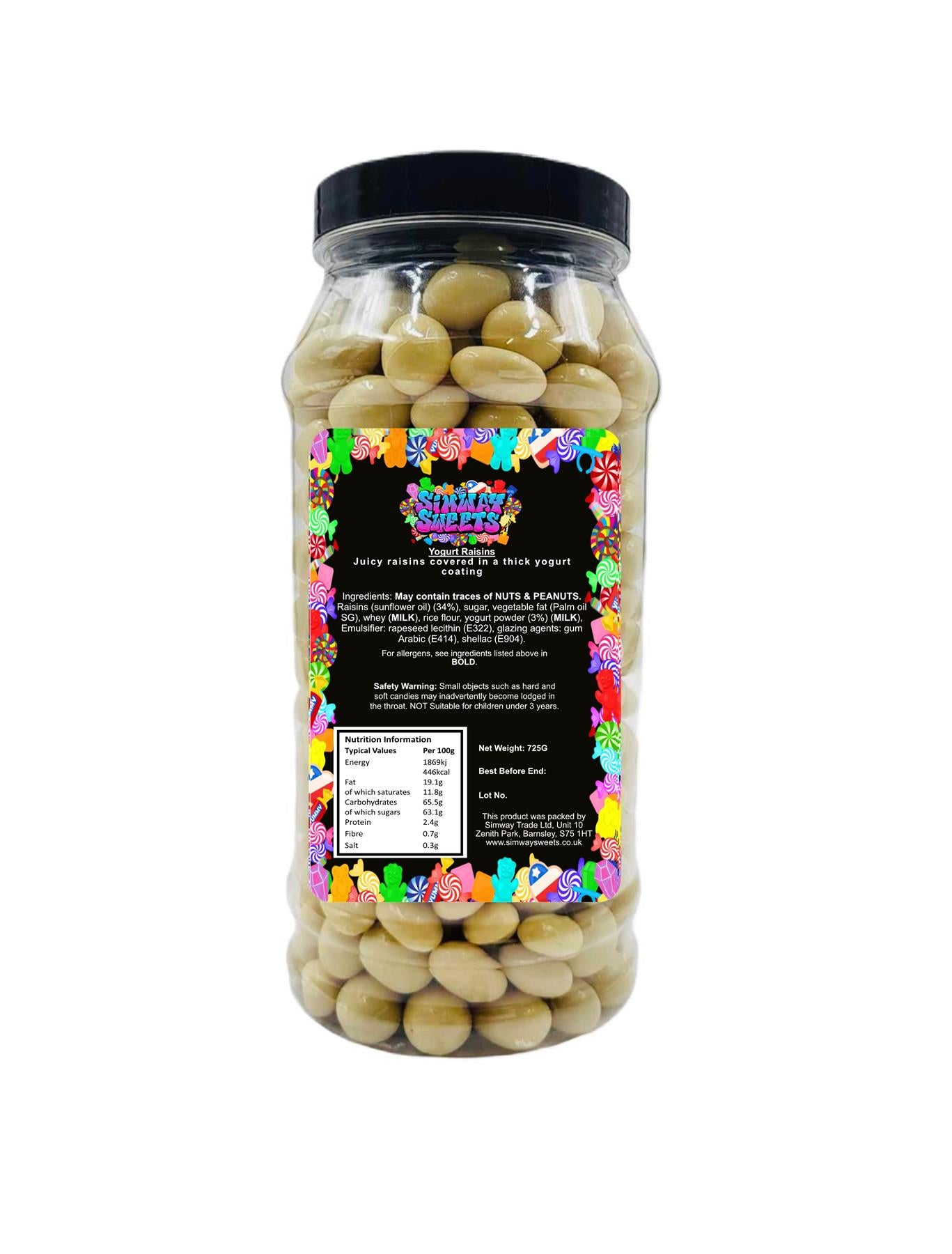 Yogurt Covered Raisins Retro Sweets Gift Jar - 725g