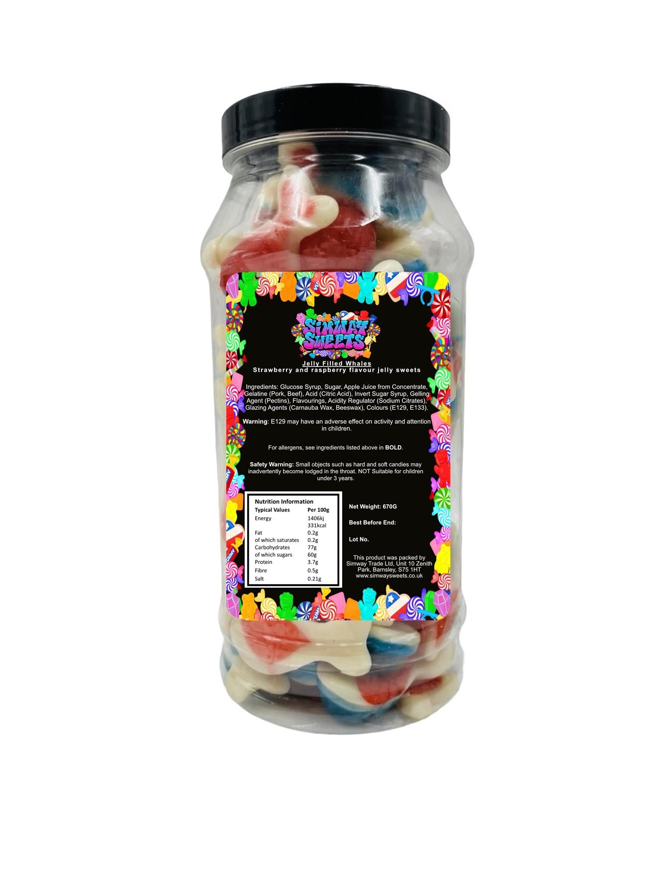 Jelly Whales Jelly Filled Sweets Gummy Retro Sweets Gift Jar - 670g