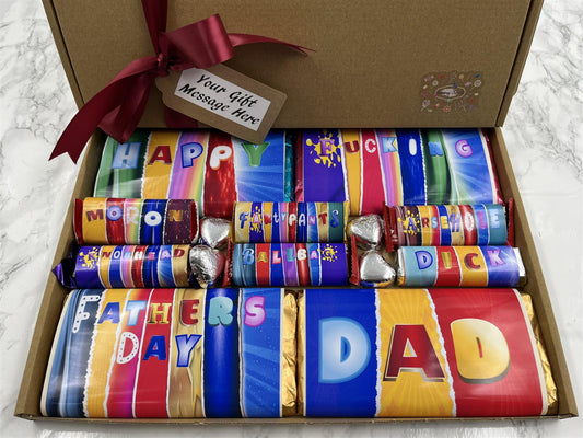 Rude Sweary Fathers Day Novelty Chocolate Wrapper Gift Box - Dad