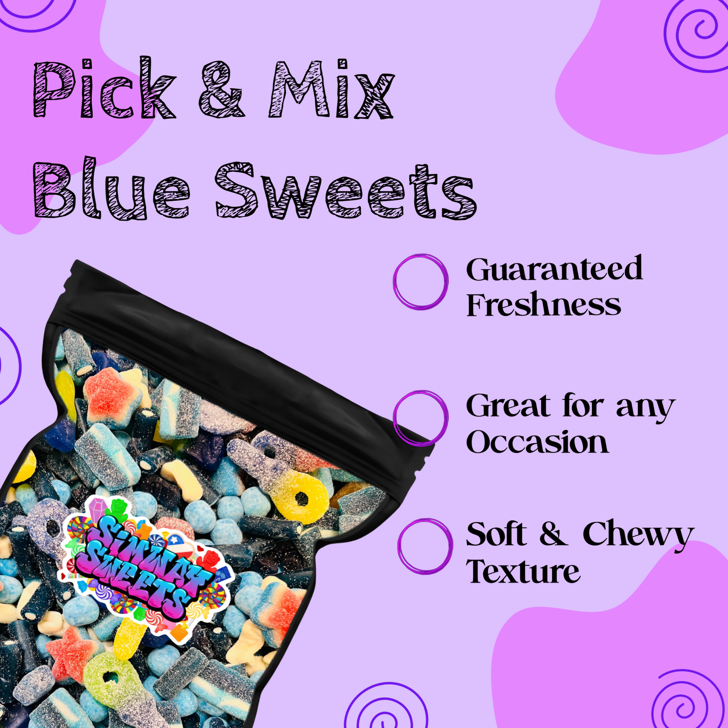 Blue Pick & Mix Sweets Selection, Fizzy and Non-Fizzy Gummy Mix
