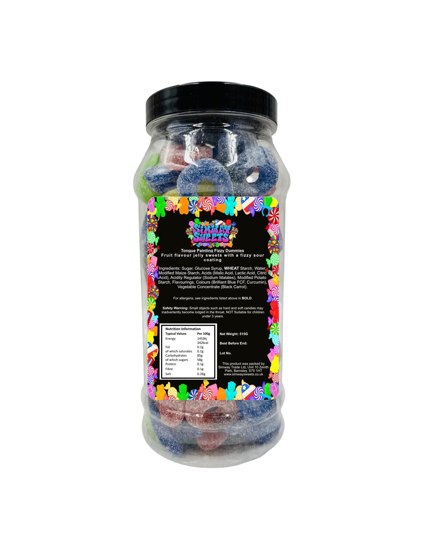 Fizzy Tongue Painting Dummies Retro Sweets Gift Jar - 515g
