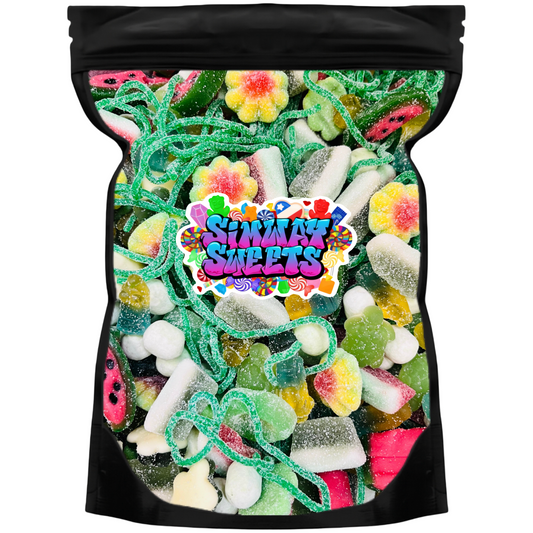Green Pick & Mix Sweets Selection, Fizzy and Non-Fizzy Gummy Mix
