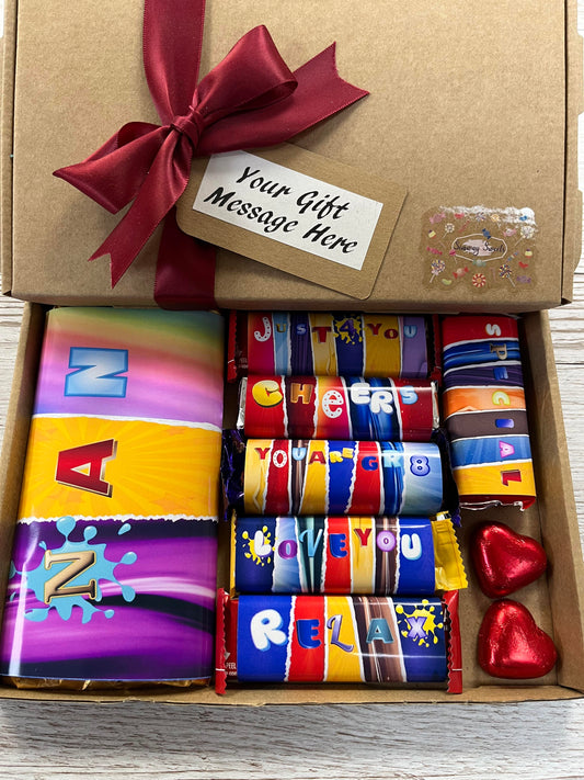 Mothers Day Gift Box With Fun Chocolate Bar Wrappers - Nan