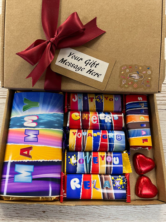 Mothers Day Gift Box With Fun Chocolate Bar Wrappers - Mammy