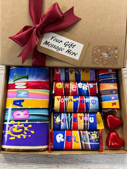 Mothers Day Gift Box With Fun Chocolate Bar Wrappers - Granny