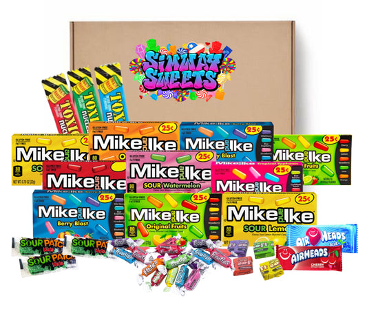 60 Piece American Sweets, Mike n Ike, Airheads, Toxic Waste & More