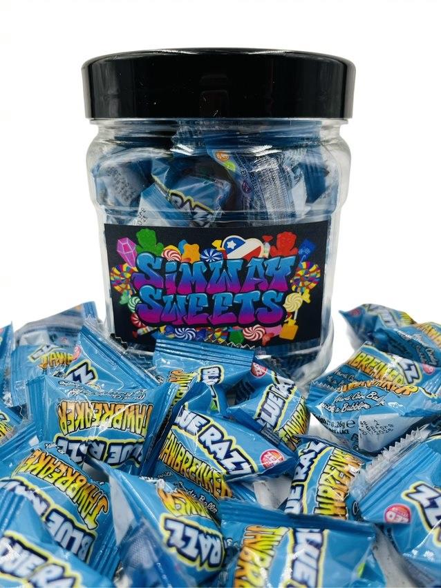 Simway Sweets Jar 440g Jaw Breakers Blue Raspberry Individually Wr