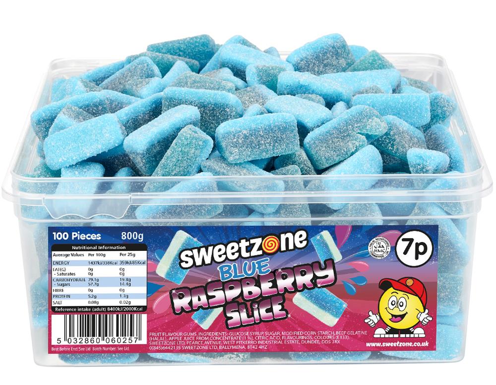 Blue Raspberry Slices 800g Tub – Simway Sweets