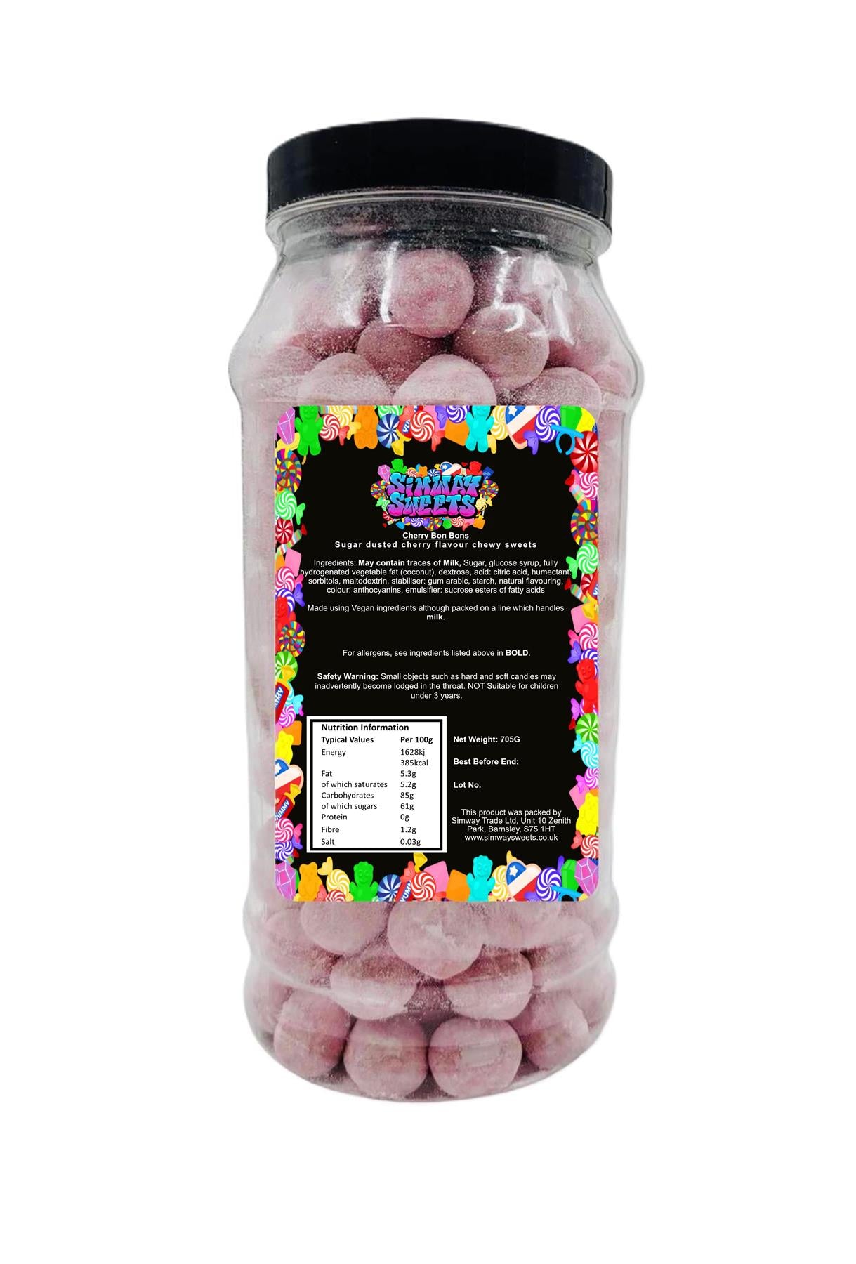 Cherry Flavour BonBons Retro Sweets Bon Bons Gift Jar - 725g