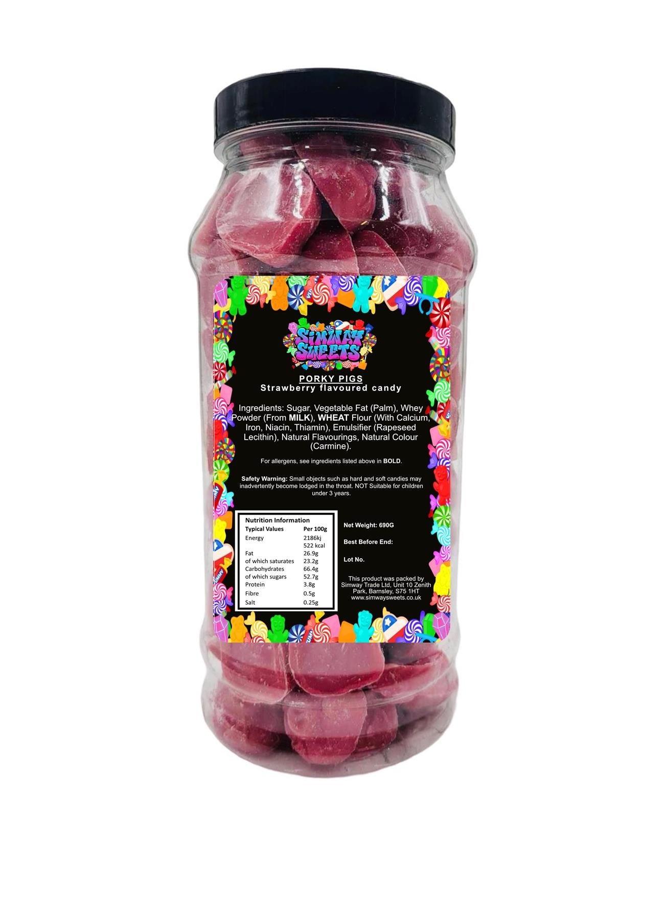 Pink Porky Pigs Chocolate Retro Sweets Gift Jar - 690g
