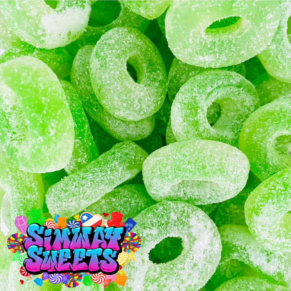 Sour Apple Rings Retro Fizzy Gummy Sweets Gift Jar - 620g