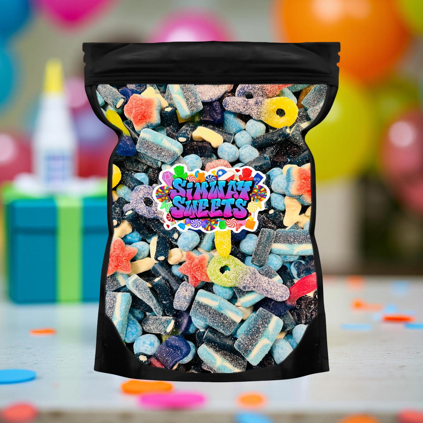 Blue Pick & Mix Sweets Selection, Fizzy and Non-Fizzy Gummy Mix