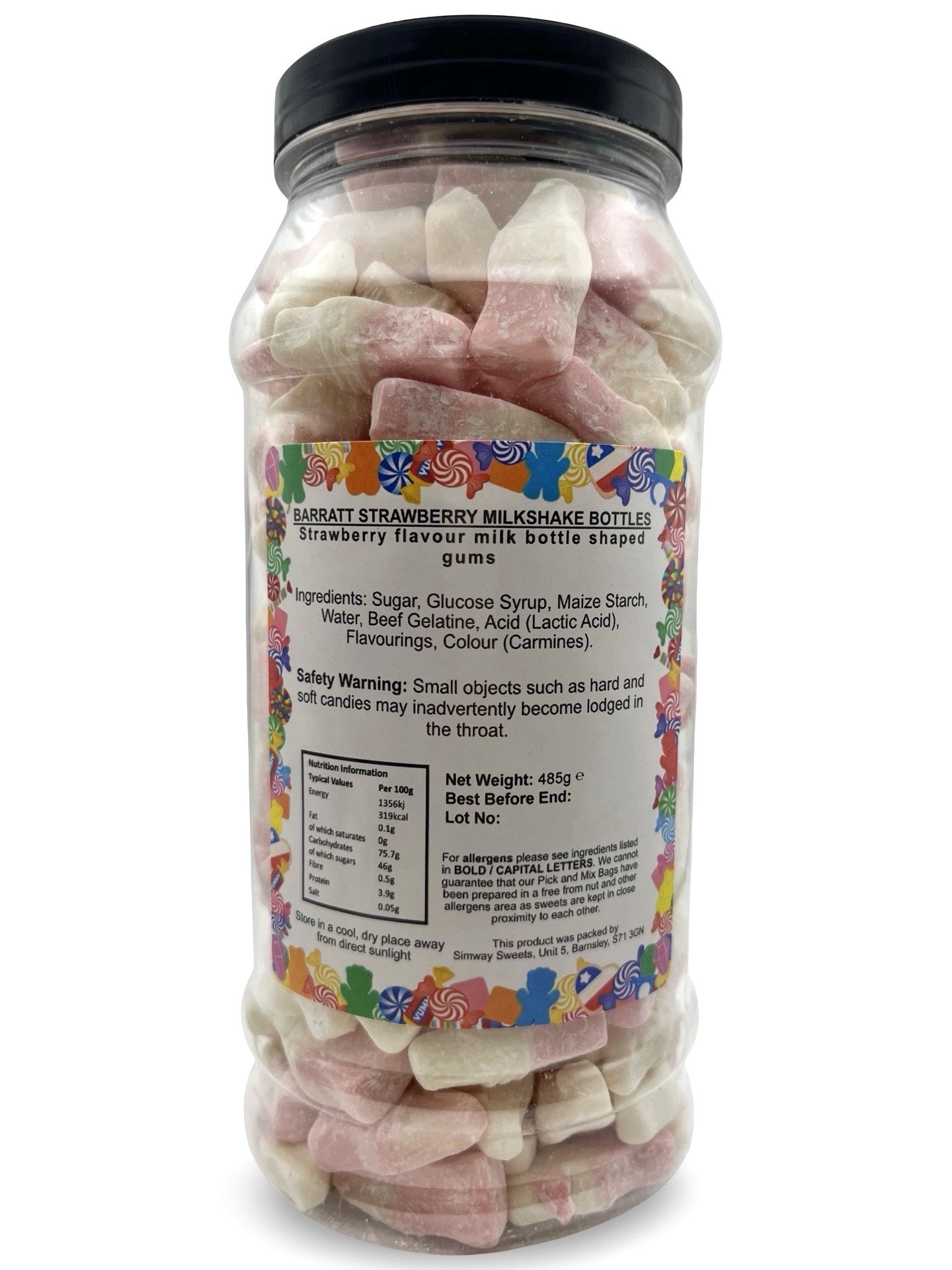 Strawberry Milkshake Bottles (Dusted) Retro Sweets Gift Jar - 485g