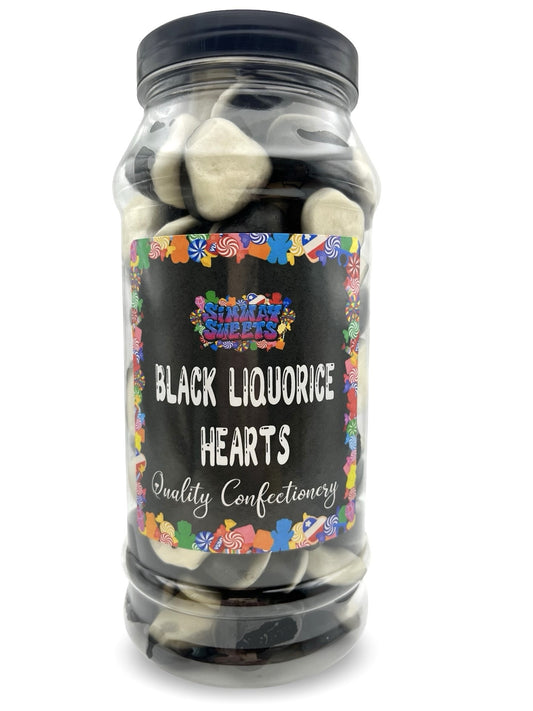 Black Liquorice Hearts Retro Gummy Sweets Gift Jar - 775g