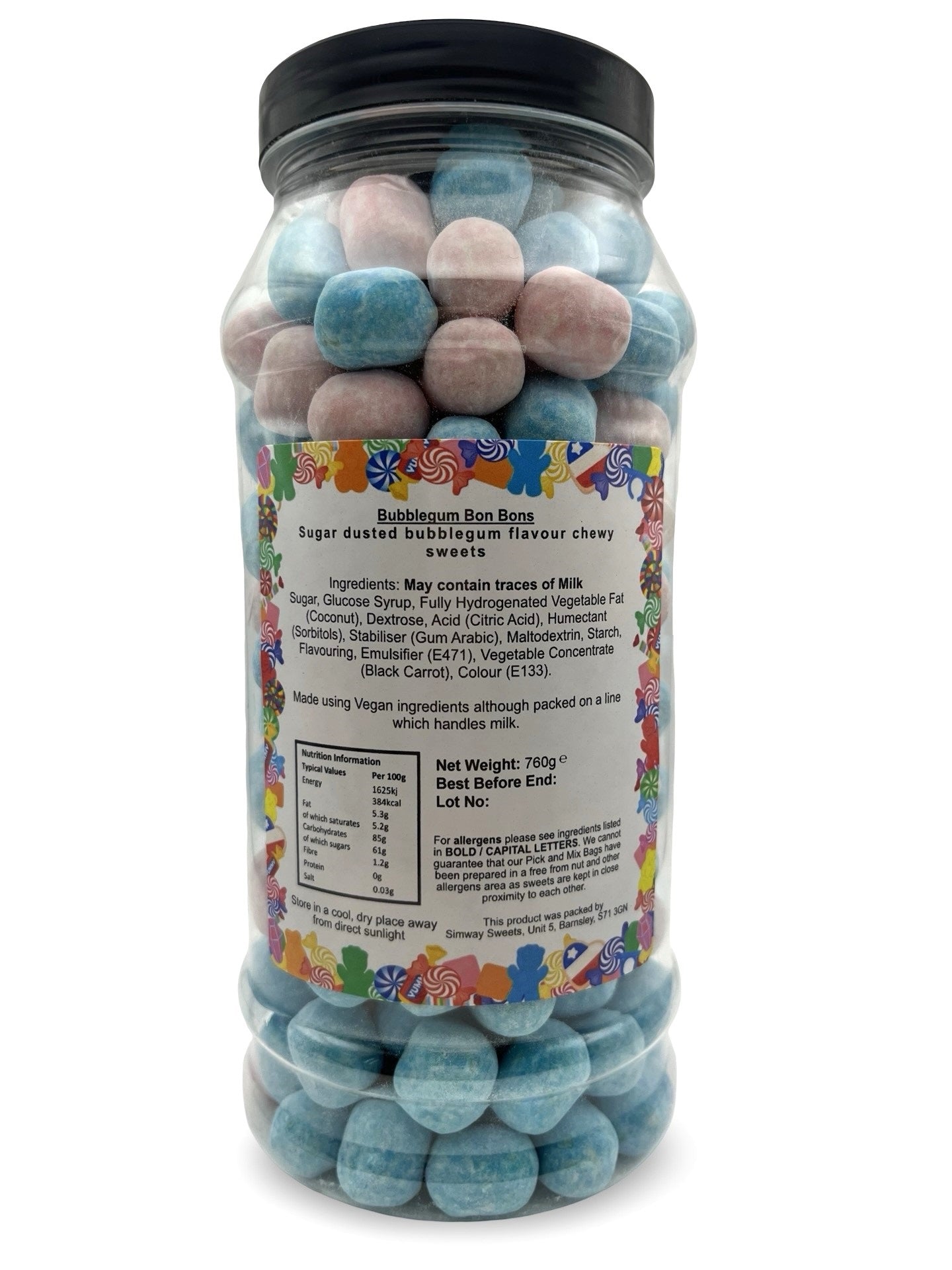 Bubblegum Flavour BonBons Retro Sweets Bon Bons Gift Jar - 760g