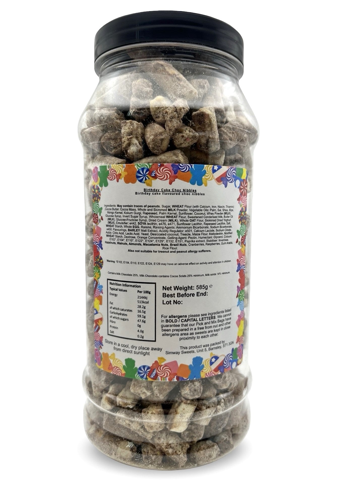 Birthday Cake Flavour Choc Nibbles Retro Sweets Gift Jar - 585g