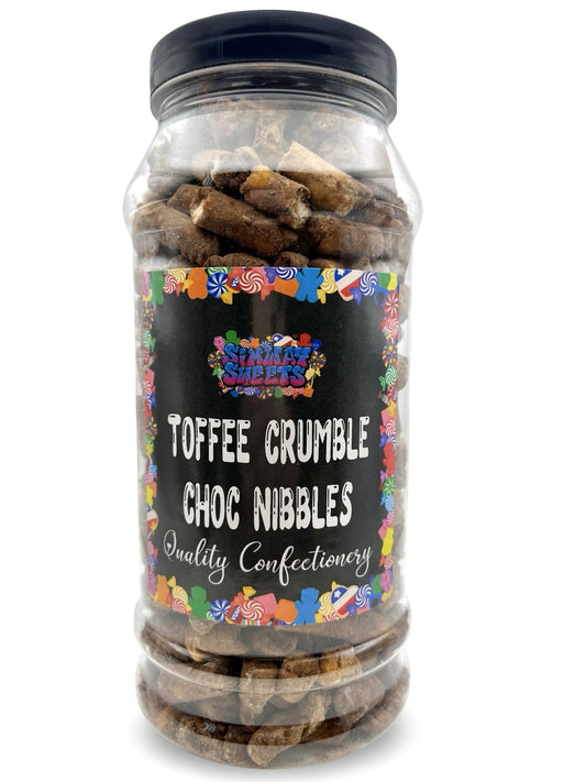 Toffee Crumble Flavour Choc Nibbles Retro Sweets Gift Jar - 580g