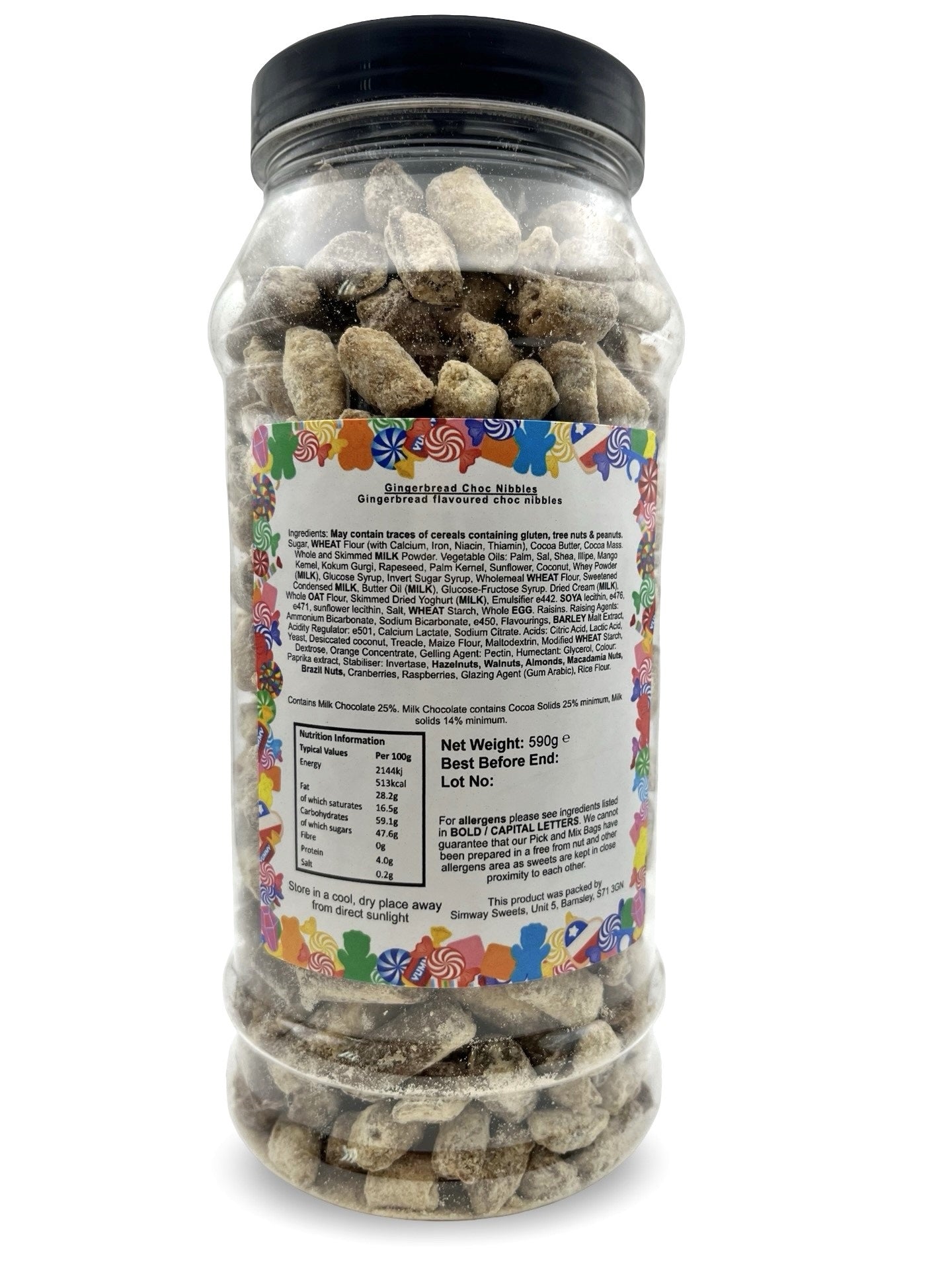 Gingerbread Choc Nibbles Retro Sweets Gift Jar - 590g