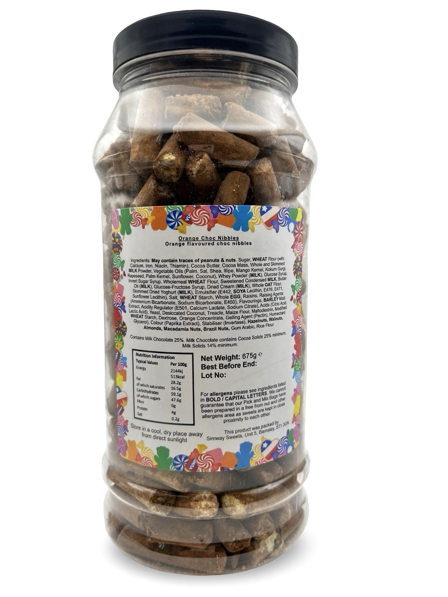 Orange Choc Nibbles Retro Sweets Gift Jar - 675g