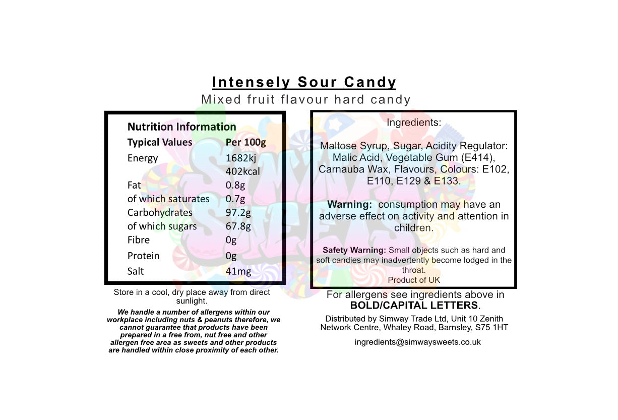 Intensely Sour Hard Candy Mixed Fruit Flavour - 60g