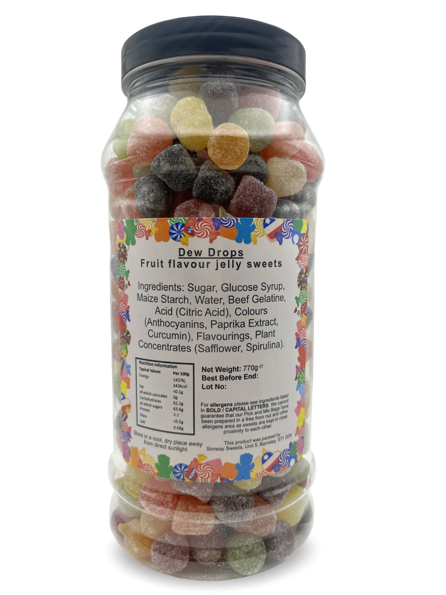 Dew Drops Fruit Flavour Gummy Retro Sweets Gift Jar - 770g