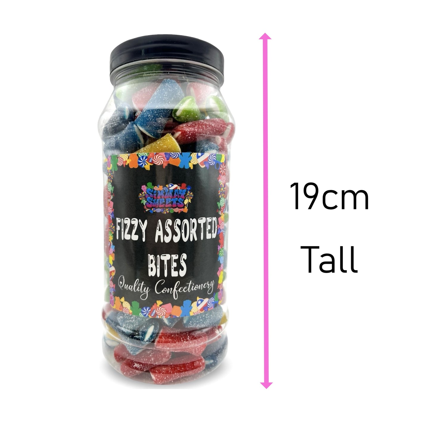 Fizzy Assorted Pencil Bites Sweets Gummy Jelly Retro Sweets Gift Jar - 650g
